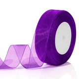 Purple Organza Ribbon - 1 Inch, 50 Yards for Bouquets, Crafts, Weddings & Holidays
