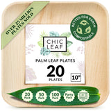 Chic Leaf Palm Leaf Disposable Bamboo Plates - Square Party Plates for Weddings, Parties, Cinco de Mayo Event Appetizers - Biode