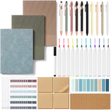 FunooFuno 51 Pcs Aesthetic Journaling Stationery Set,Blue