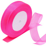 Bsikon 3/4 Inch Sheer Organza Ribbon 50 Yards Hot Pink Chiffon Ribbon for Gift Wrapping,Bouquets,Wedding,DIY Craft