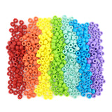 1000Pcs 6x9mm Smooth Pony Beads,Polished 7-Color Rainbow Acrylic Pony Bead Bulk,Craft Loose Beads Set for DIY Beading Supplies,H