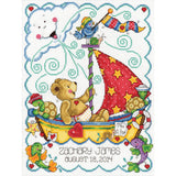 Tobin Sail Away Baby Counted Cross Stitch Kit, 11-Inch x 14-Inch