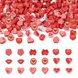 Elecrelive 270Pcs Red Heart Clay Beads Rose Lips Valentine Beaded Bracelets 9 Styles Love Heart Polymer Clay Charms for Friendsh
