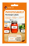 MACO White Dissolvable Labels, 2 x 4 Inch Rectangle, 36 Per Pack (M83400)