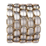 DADIFEN Glass Oval Beads Clear 10x12mm 28pcs Rectangle Golden Edge Crystal Loose Beads for DIY Craft Jewelry Making