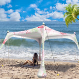 Buheco Beach Tent Pop Up Shade 7x7.5ft Beach Canopy Sun Shelter UPF50+ with 4 Foldable Poles-Portable Carrying Bag-Sand Shovel-G
