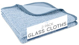 S&T INC. Aura Microfiber Glass Cleaning Cloth, 2 Pack, 16inch x 16inch, Blue