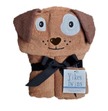Yikes Twins Hooded Baby Towel for Kids 2-8 | Large 100% Cotton Baby Towel for Girls or Boys in Brown | Unisex Cute Puppy Dog Bat