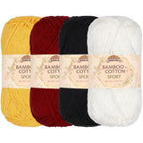JubileeYarn Bamboo Cotton Sport Yarn - 50g/Skein - Shades of Contrast - 4 Skeins