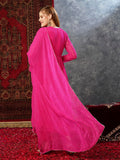 Gosriki Women'S Georgette Lehariya Printed Anarkali Kurta With Pant & Dupatta (Mothda-Pink-Jl-Gs_L_Pink_Large),Pink,,B0D73WPGPY