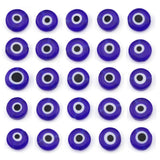 COIRIS 140pcs Royal Blue Evil Eye Glass Beads, Handmade Lampwork Evil Eye Charms, 8mm Flat Round Evil Eye Spacer Beads for DIY J
