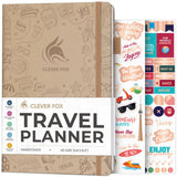 Clever Fox Travel Journal - Vacation & Trip Organizer with Budget Plan, Packing List, Travelling Expense Tracker, A5 (Sandstone)