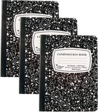 Pack of 3 Composition Notebooks, 93/4inch x 71/2inch, Wide Ruled, 100 Sheet (200 Pages), Color: Black Marble, Weekly Class Schedul