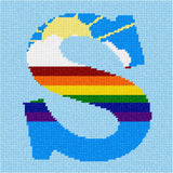 Pepita Needlepoint Canvas: Letter S Rainbow, 7 x 7