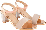Shoetopia Women'S & Girl'S Copper Transparent Block Heels Sandals,Copper,5,B09NC23F29