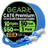 GEARit Cat 6 Ethernet Cable CCA (50 feet) LAN Network Cord, UTP, Internet, Network Cable - Supports Cat6 / Cat5e / Cat5 Network