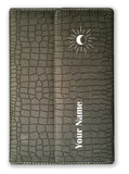 Brown Cloud Personalized Gray Croc Pattern Leather Cover Notebook/Diary/Journal With Magnetic Lock Customized Message/Quote/Name