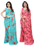 Satrani Womens Polyester Saree (1850ST176_1955ST344_Blue||Pink)