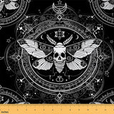 Feelyou Death Moth Fabric by The Yard Kids 5 Yard Skull Decor Upholstery Fabric for Chairs Boho Moth Waterproof Outdoor Fabric G