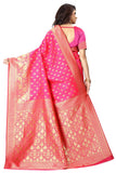 Sugathari Womens Banarasi Saree Pure Kanjivaram Silk Saree Soft New Ladies 2023 Design Wear Pattu Sarees Latest Cotton Party Sari Collections With Blouse Piece For Wedding Sadi (Pari 73 Pink)