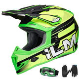 ILM Youth Kids Dirt Bike Helmets ATV Motocross Motorcycle Off-Road Dirtbike Full Face Dot Four Wheeler Helmet Combo Gloves Goggl