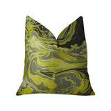 Plutus Brands Plutus Medici Marble Ink Handmade Throw Pillow, 24 X 24, Yellow/Gray/Black