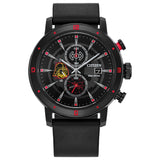 Citizen EcoDrive Mens Star Wars Darth Vader Chronograph Watch with Black Ion Plated Case, Red Accents and Black Leather Strap,