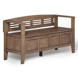 SIMPLIHOME Adams Entryway Storage Bench - 48 inch Wide Solid Wood Hallway Seat in Rustic Natural Aged Brown, Contemporary Bench