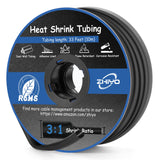 1/4 Heat Shrink Tubing, 33 Ft 3:1 Dual Wall Adhesive Lined Heat Shrink Tube Black, Marine Grade Waterproof Shrink Wrap Tubing, E