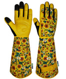 MSUPSAV Thornproof Gardening Gloves,Gauntlet Garden Glove(Medium, Sunflower)