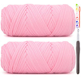 2 Pack Tshirt Yarn for Crocheting,Rosy Pink T Shirt Chunky Elastic Fabric Thick T-Shirt Crochet Yarn for Beginners Crocheting Ha