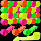 Outus 36 Rolls 33 ft Glow in The Dark Party Supplies Streamers Glow Crepe Paper Rolls Neon UV Blacklight Reactive Fluorescent Pa