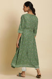 W For Woman Women'S Viscose Floral Regular Kurta (23Auw19716-120971_Forest Green_16)