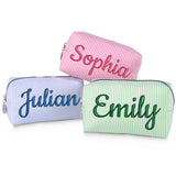 DayOfShe Personalized Name Makeup Bag for Bridesmaid Gifts, Custom Cosmetic Travel Toiletry Bag Embroidered with Name for Teen G