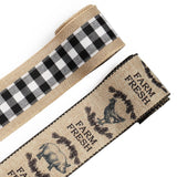 ABTOLS 2 Roll 10 Yards Farm Ribbons, 2.5 Rooster Wired Edge Burlap Ribbon Black White Buffalo Plaid Ribbon Farm Fresh Gift Wrapp