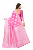 Sugathari Womens Banarasi Saree Pure Kanjivaram Silk Saree Soft New Ladies 2023 Design Wear Pattu Sarees Latest Cotton Party Sari Collections With Blouse Piece For Wedding Sadi (Sam Pari-156 Pink)