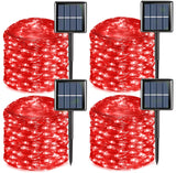 YEGUO Red Halloween Lights Outdoor Waterproof, 4 Pack Each 33ft 100 LED Solar Fairy Lights, 8 Modes String Light for Outside