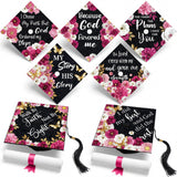 Feifeiya 14 Pcs Graduation Cap Topper Sticker Rose Red Religion Design Motivational Inspirational Cap Topper Decal Bible Grade H