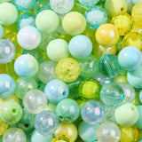 BERMRO 16mm Acrylic Beads 100pcs Yellow&Green Pen Beadable Focal Spacer Bead Chunk Bubblegum Beads for DIY Crafting Necklace Bra
