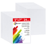 Simetufy 24 Pack Canvas Boards for Painting 5x7 Inch Small Canvas Panels Blank, Gesso Primed Acid-Free 100% Cotton White for Acr