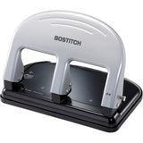 PaperPro 40Sheet Traditional ThreeHole Punch, Rubber Base, Black/Silver