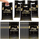 Supervitae 100 Pcs Happy Retirement Plastic Gift Bags Retirement Party Favor Bags Bulk with Handles for Men Women Office Coworke