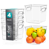 Sorbus Small Clear Plastic Storage Bins for Shelves, Clothes, with Handle - Clear Storage Bins, Drawer, Shelf, Closet, Pantry, F