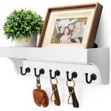 Rebee Vision Key and Mail Holder for Wall with Floating Shelf : Decorative Hanging Organizer with 5 Sturdy Keys Hooks and Wall M