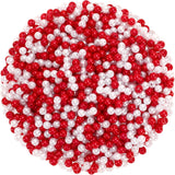 UPINS 1200Pcs Red and White Beads,6mm Christmas Pearl Beads for Jewelry Making Xmas Holiday Valentines Day Party Decoration Nec