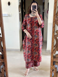 Anni Designer Women'S Rayon Viscose Straight Printed Kurta With Pant (Palhar Red_M_Red_Medium),Red,M,Rayon Blend,Classic,