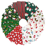 PUDAPU Christmas Fabric Squares 10x10 Inch,100% Cotton Precut Quilting Squares for Christmas Quilts,3 Festive Colors with Santa