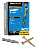 Power Pro Premium Exterior Wood Screws, #9 x 2-1/4Inch All-Purpose Deck Screws for Outdoor Projects, T-25 Star Bit Included, Bro