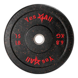 Yes4All 2-Inch Bumper Plate, Olympic Weight Plates for Weightlifting & Strength Training - 15 LBS (Single)