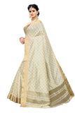 Yashika Women'S Cotton Blend Printed Saree With Blouse Piece(Sdpl-Kerala Butti),Beige03,Free Size,Cotton Blend,with blouse piece,Saree with Attached Blouse